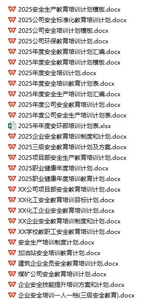 安全教育培訓計劃（33份）